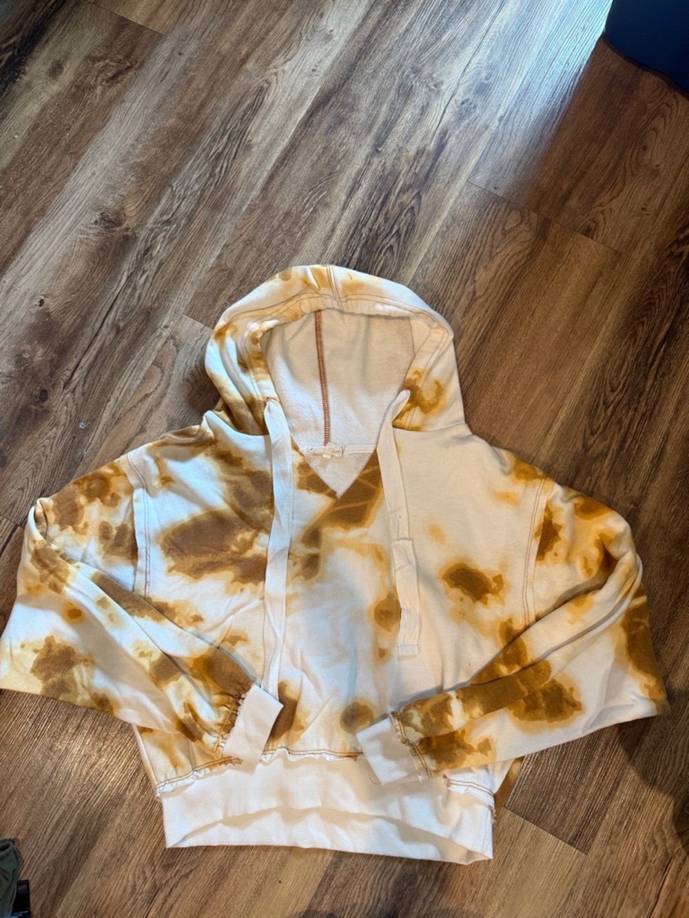 Gilded Intent White and Mustard Tie-Dye Hoodie